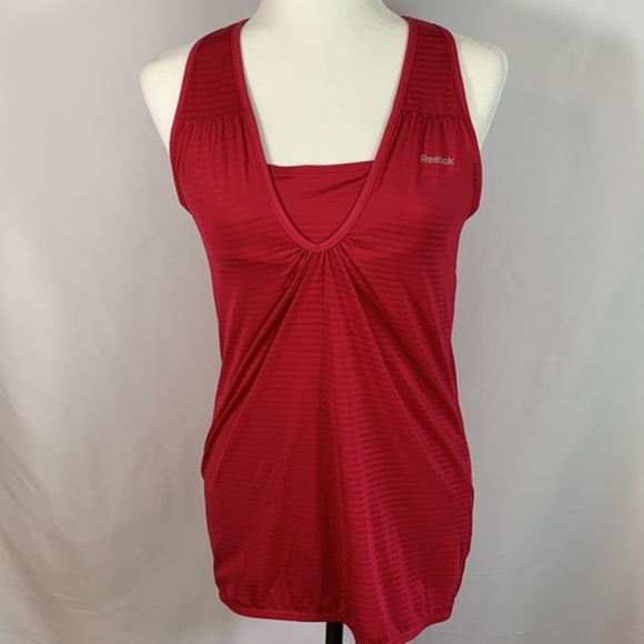Reebok Play Dry Pink Striped Athletic Tank Top - Picture 1 of 7